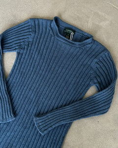 Blue Ribbed Sweater