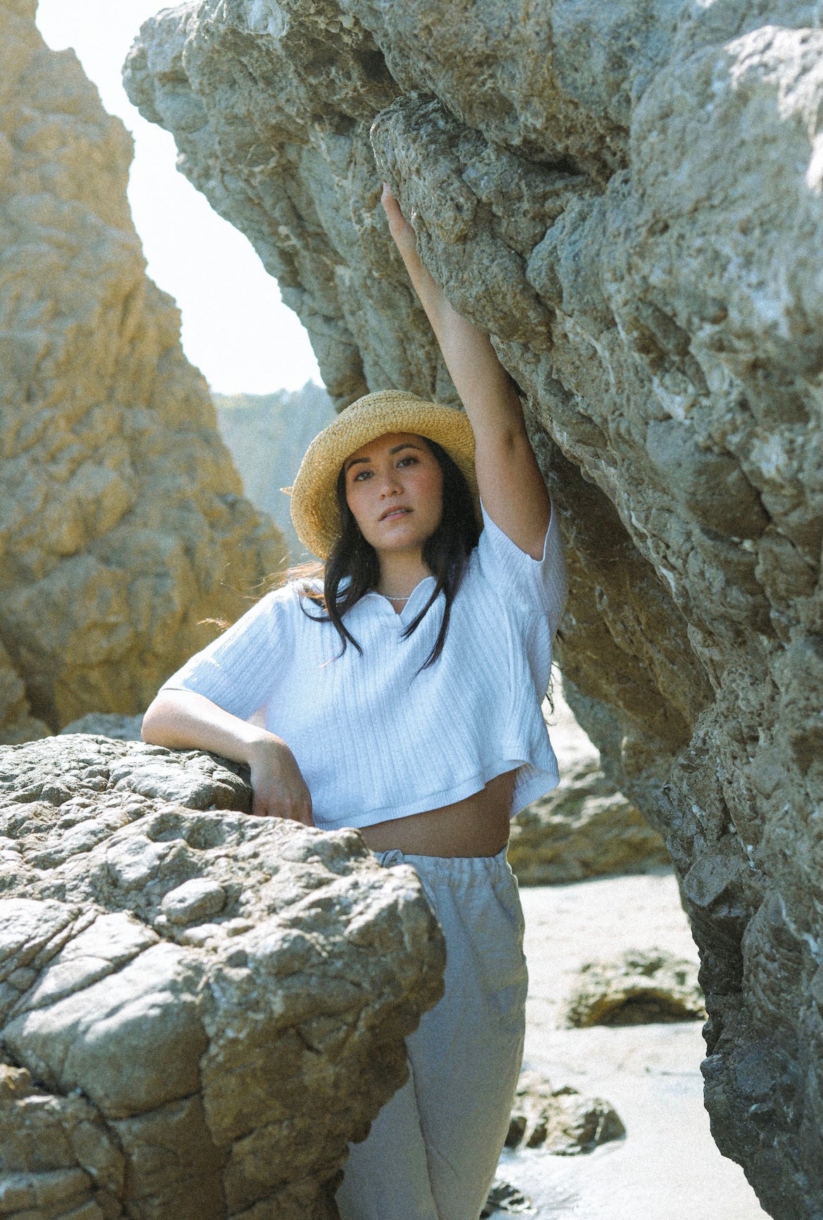 Cableknit Cropped Polo